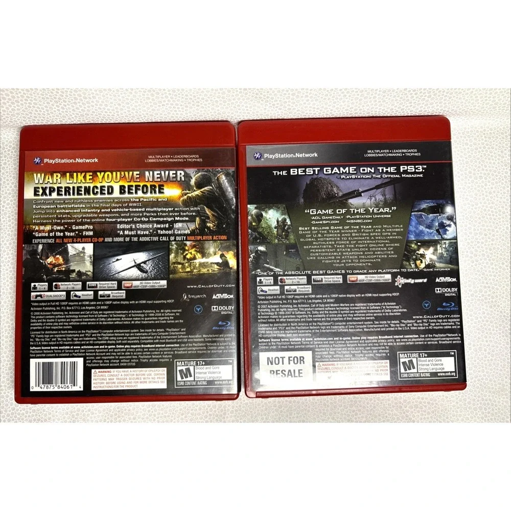 Call of Duty‎ Modern Warfare, & World at War Playstation PS3
